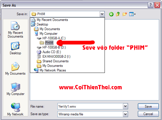 Hình 3: Save phim vào folder "C:\PHIM"